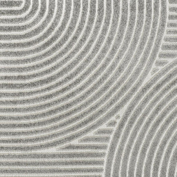 HomeRoots 7' Gray and Ivory Striped Indoor-Outdoor Area Rug – Durable, Modern Design for Any Space 704024