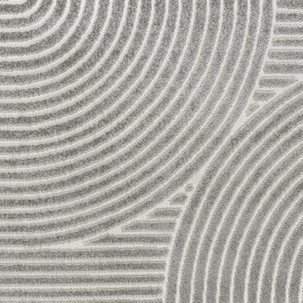 HomeRoots 8' Gray and Ivory Square Striped Area Rug - Stylish, Durable, Weather-Resistant Design for Indoors & Outdoors 704026