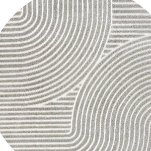 HomeRoots 9' Modern Gray & Ivory Striped Round Area Rug for Indoor & Outdoor Use - Durable & Easy to Clean 704028