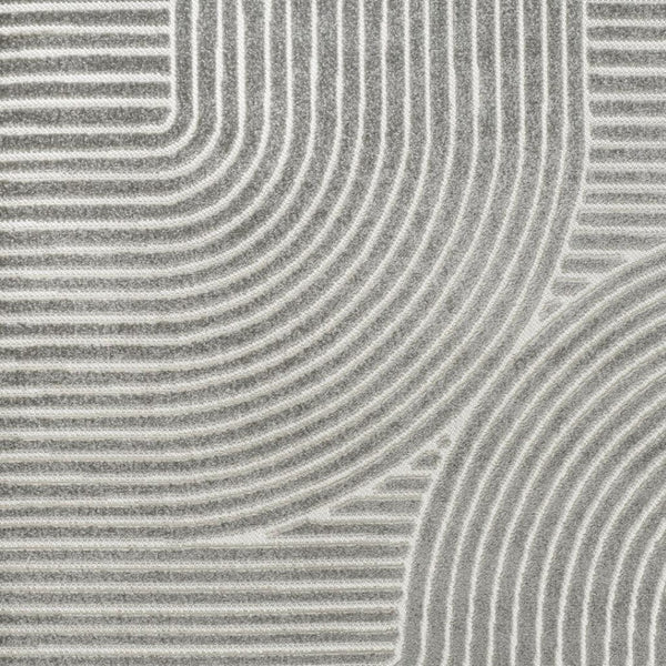 HomeRoots 9' Gray and Ivory Square Striped Indoor/Outdoor Area Rug - Modern Design, Durable & Easy to Maintain 704029