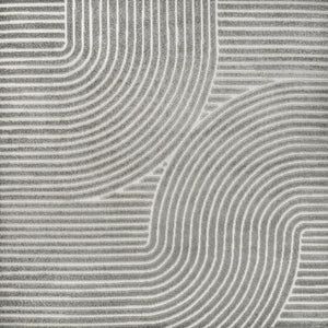 HomeRoots 9' Gray and Ivory Square Striped Indoor/Outdoor Area Rug - Modern Design, Durable & Easy to Maintain 704029