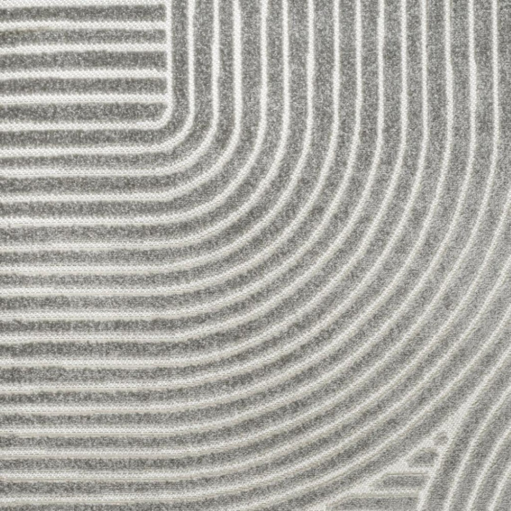 HomeRoots 9' Gray and Ivory Square Striped Indoor/Outdoor Area Rug - Modern Design, Durable & Easy to Maintain 704029
