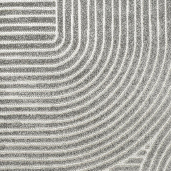 HomeRoots 9' Gray and Ivory Square Striped Indoor/Outdoor Area Rug - Modern Design, Durable & Easy to Maintain 704029
