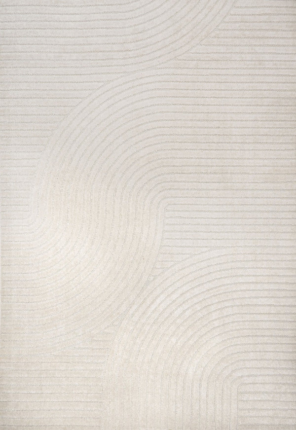 HomeRoots 12' X 18' Ivory Striped Area Rug - Stylish Indoor/Outdoor Design, Durable & Easy-Care for Any Space 704033