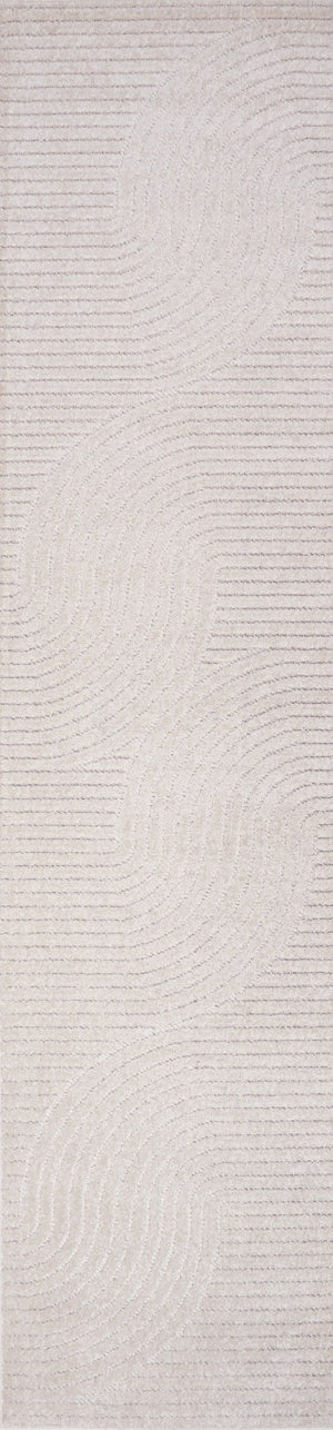 HomeRoots 10' Ivory and Cream Striped Indoor/Outdoor Runner Rug - Timeless Style for Hallways and Patios! 704034