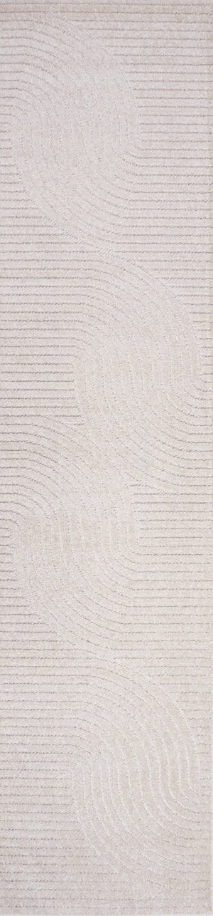 HomeRoots 10' Ivory and Cream Striped Indoor/Outdoor Runner Rug - Timeless Style for Hallways and Patios! 704034