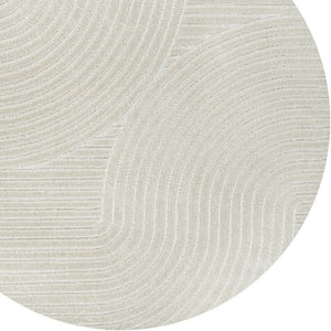 HomeRoots 5' Ivory and Cream Round Striped Rug - Stylish Indoor/Outdoor Accent for Patios, Kitchens & More! 704035