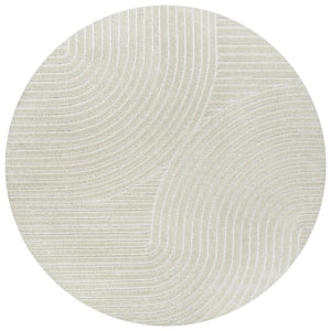 HomeRoots 5' Ivory and Cream Round Striped Rug - Stylish Indoor/Outdoor Accent for Patios, Kitchens & More! 704035