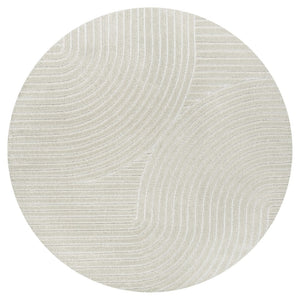 HomeRoots 5' Ivory and Cream Round Striped Rug - Stylish Indoor/Outdoor Accent for Patios, Kitchens & More! 704035