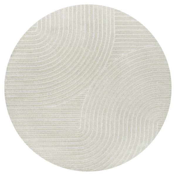 HomeRoots 5' Ivory and Cream Round Striped Rug - Stylish Indoor/Outdoor Accent for Patios, Kitchens & More! 704035