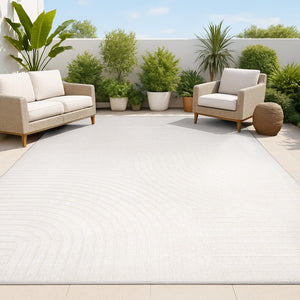 HomeRoots 6' Ivory and Cream Striped Area Rug - Versatile Indoor/Outdoor Design, Durable, Low-Maintenance Charm 704037