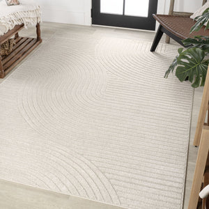 HomeRoots 6' Ivory and Cream Striped Area Rug - Versatile Indoor/Outdoor Design, Durable, Low-Maintenance Charm 704037