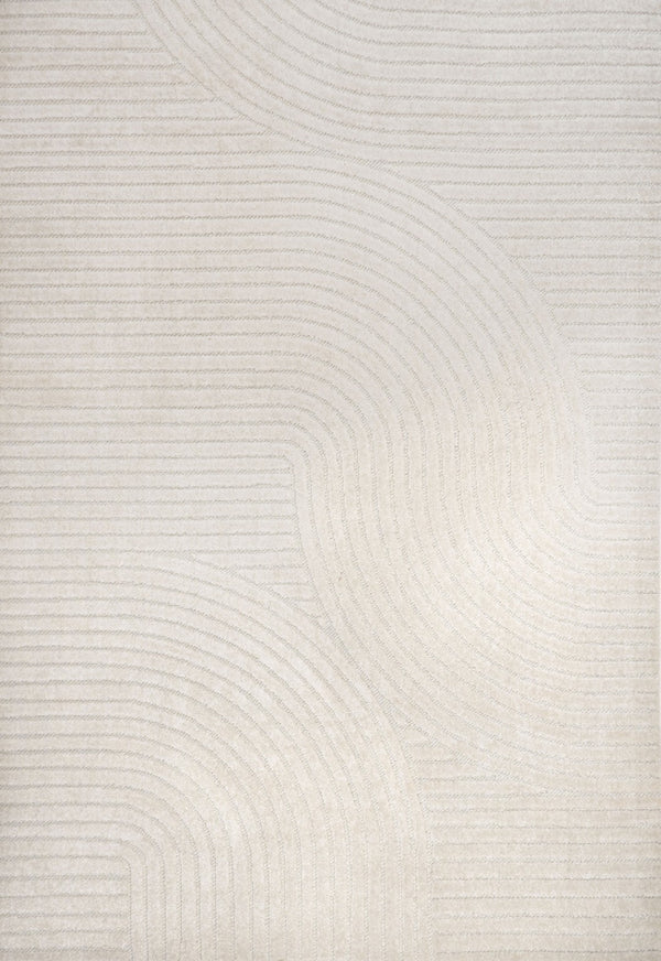HomeRoots 6' Ivory and Cream Striped Area Rug - Versatile Indoor/Outdoor Design, Durable, Low-Maintenance Charm 704037