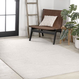 HomeRoots 6' Ivory and Cream Striped Area Rug - Versatile Indoor/Outdoor Design, Durable, Low-Maintenance Charm 704037