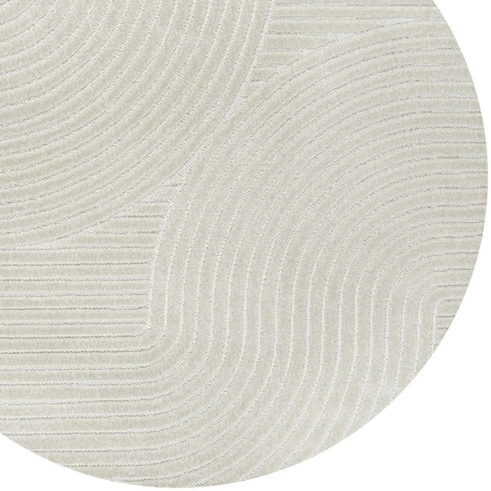 HomeRoots 6' Ivory and Cream Striped Area Rug – Versatile Indoor/Outdoor Design, Durable & Low-Maintenance Charm 704038