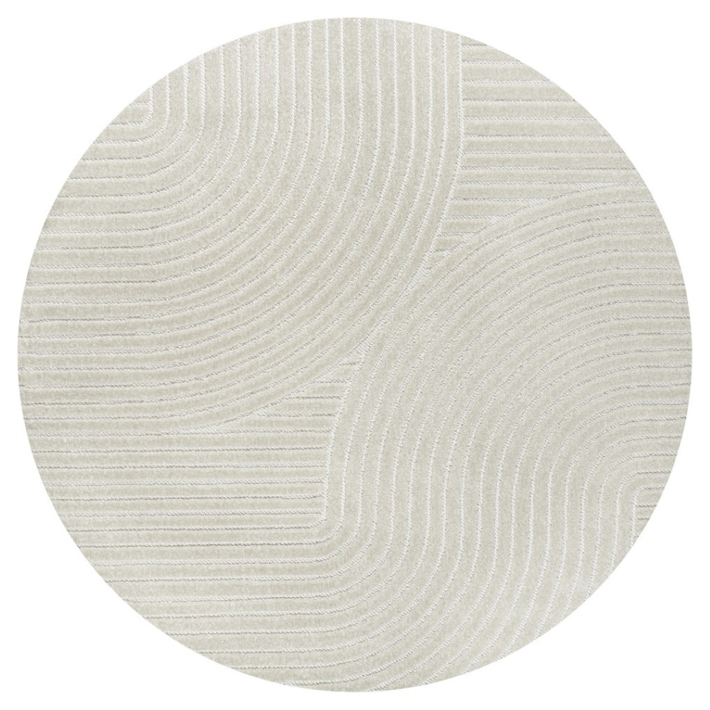 HomeRoots 6' Ivory and Cream Striped Area Rug – Versatile Indoor/Outdoor Design, Durable & Low-Maintenance Charm 704038