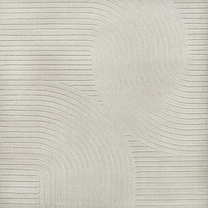 HomeRoots 6' Ivory and Cream Square Striped Area Rug - Durable Indoor/Outdoor Design for Modern Spaces 704039