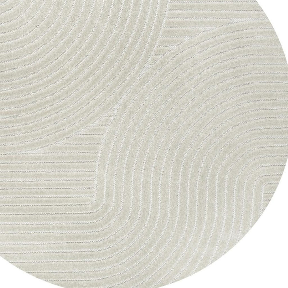 HomeRoots 7' Ivory and Cream Round Striped Area Rug – Elegant Indoor/Outdoor Accent for Versatile Spaces 704040
