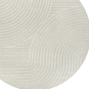 HomeRoots 7' Ivory and Cream Round Striped Area Rug – Elegant Indoor/Outdoor Accent for Versatile Spaces 704040