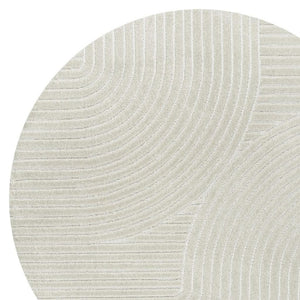 HomeRoots 8' Ivory and Cream Round Striped Rug - Stylish Indoor/Outdoor Area Decor for Modern Living Spaces 704042