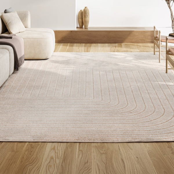 HomeRoots 10' Ivory and Cream Striped Area Rug - Durable Indoor/Outdoor Style for Living Spaces and Patios 704047