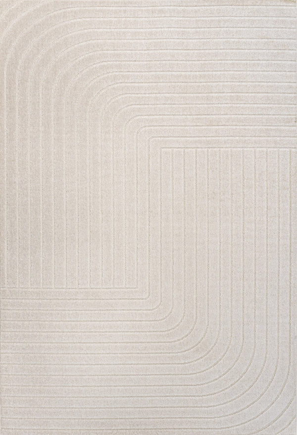HomeRoots 10' Ivory and Cream Striped Area Rug - Durable Indoor/Outdoor Style for Living Spaces and Patios 704047