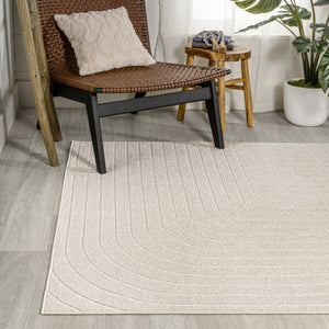 HomeRoots 10' Ivory and Cream Striped Area Rug - Durable Indoor/Outdoor Style for Living Spaces and Patios 704047