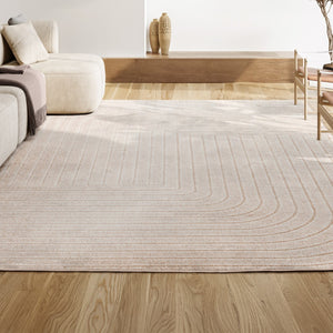 HomeRoots 12' Coastal Elegance Ivory & Cream Striped Indoor-Outdoor Area Rug - Durable, Low-Maintenance Design 704050