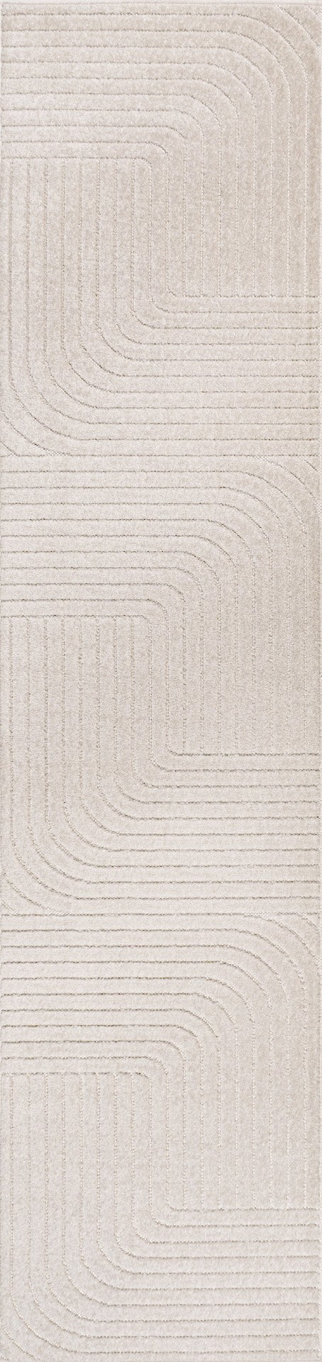 HomeRoots 10' Striped Indoor Outdoor Runner Rug - Ivory & Cream, Durable, Low-Maintenance for High-Traffic Areas 704051