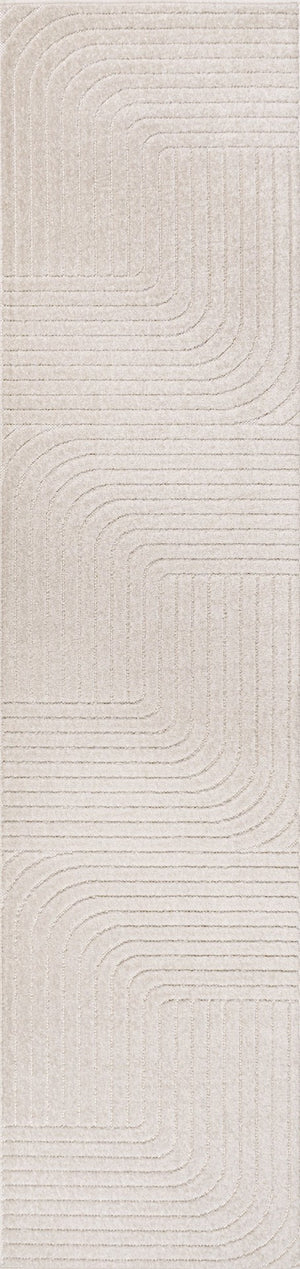 HomeRoots 10' Striped Indoor Outdoor Runner Rug - Ivory & Cream, Durable, Low-Maintenance for High-Traffic Areas 704051