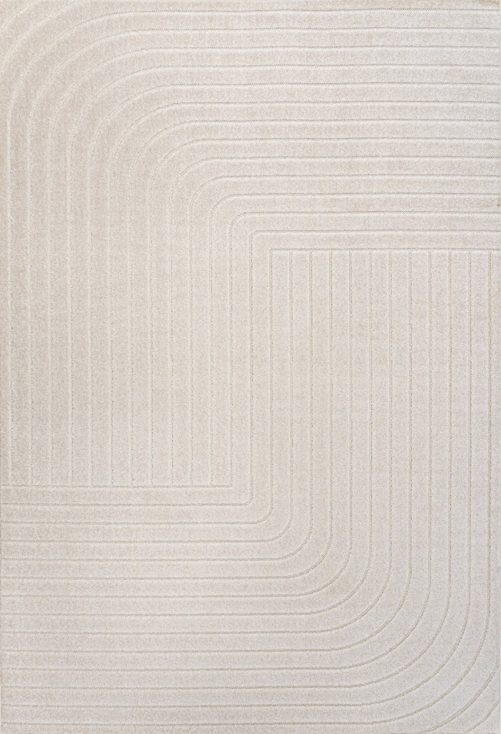 HomeRoots 6' Ivory and Cream Striped Indoor Outdoor Area Rug - Durable, Stylish, Easy-Clean for Any Space! 704054