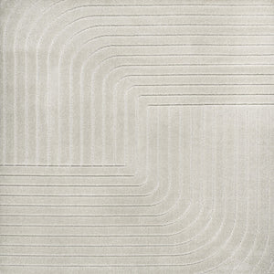 HomeRoots 6' Stylish Ivory & Cream Square Striped Rug - Versatile Indoor/Outdoor Decor for Modern Spaces 704056
