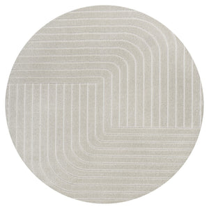 HomeRoots 8' Ivory and Cream Striped Round Area Rug - Durable, Easy-Care Indoor/Outdoor Accent for Any Space 704059
