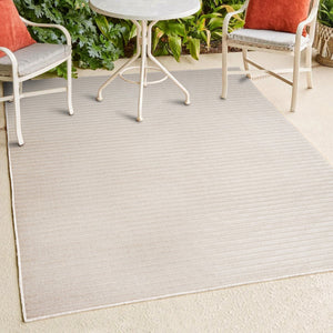 HomeRoots 12' Coastal-Inspired Ivory and Cream Striped Area Rug for Indoor/Outdoor Use – Durable & Stylish! 704066