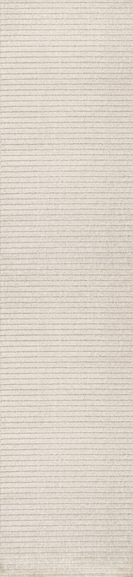 HomeRoots 10' Ivory and Cream Striped Runner Rug – Stylish Indoor/Outdoor Low-Profile Design for High Traffic Areas 704068