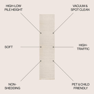 HomeRoots 10' Ivory and Cream Striped Runner Rug – Stylish Indoor/Outdoor Low-Profile Design for High Traffic Areas 704068