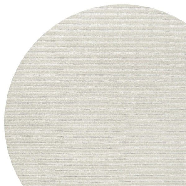 HomeRoots 5' Ivory and Cream Round Striped Area Rug - Modern Indoor/Outdoor Design for Any Space, Easy Care 704069