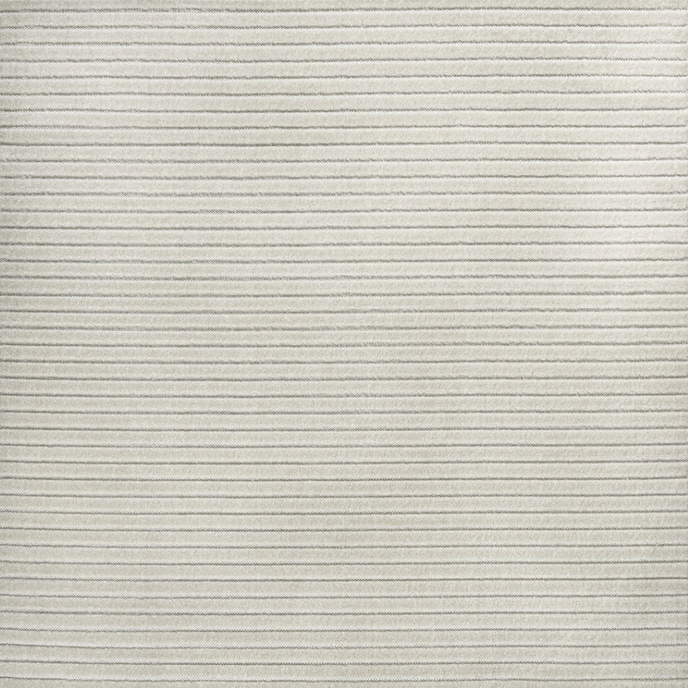 HomeRoots 5' Ivory and Cream Square Striped Area Rug – Versatile Indoor/Outdoor Decor with Modern Style & Durability 704070