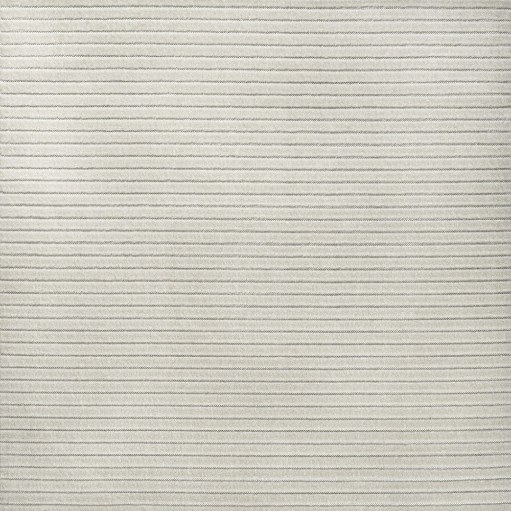 HomeRoots 5' Ivory and Cream Square Striped Area Rug – Versatile Indoor/Outdoor Decor with Modern Style & Durability 704070