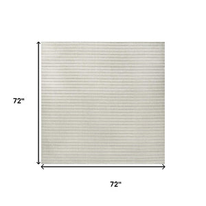 HomeRoots 6' Ivory and Cream Striped Area Rug - Durable Square Design for Indoor & Outdoor Spaces, Easy Care 704073