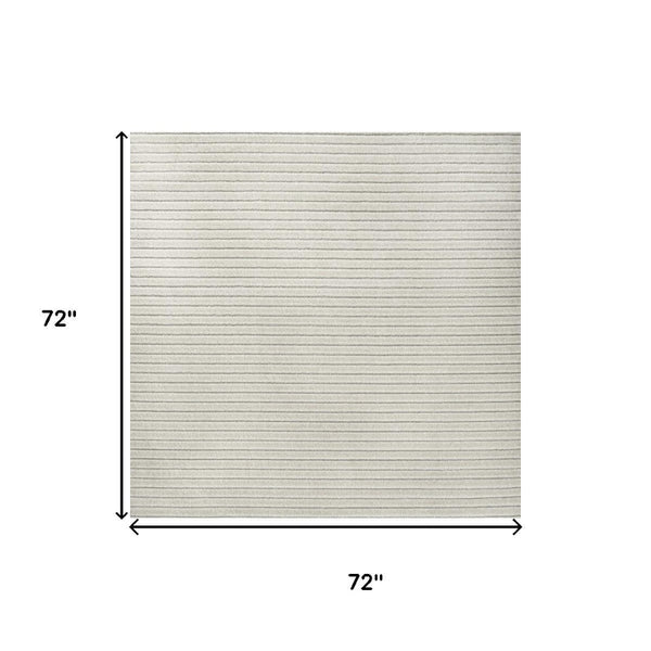 HomeRoots 6' Ivory and Cream Striped Area Rug - Durable Square Design for Indoor & Outdoor Spaces, Easy Care 704073
