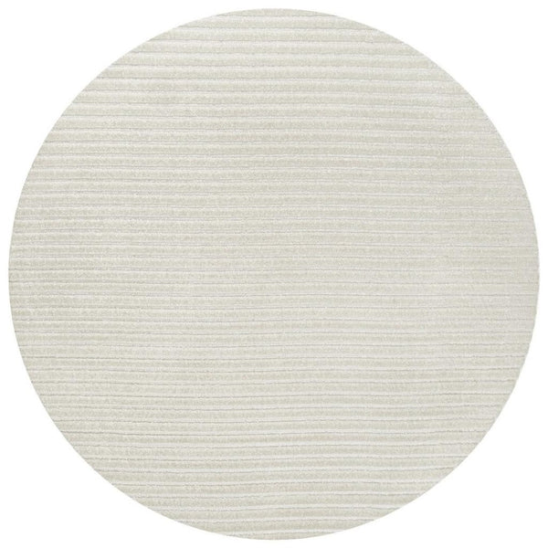 HomeRoots 7' Ivory and Cream Round Striped Area Rug - Versatile Indoor/Outdoor Design for Timeless Style & Durability 704074