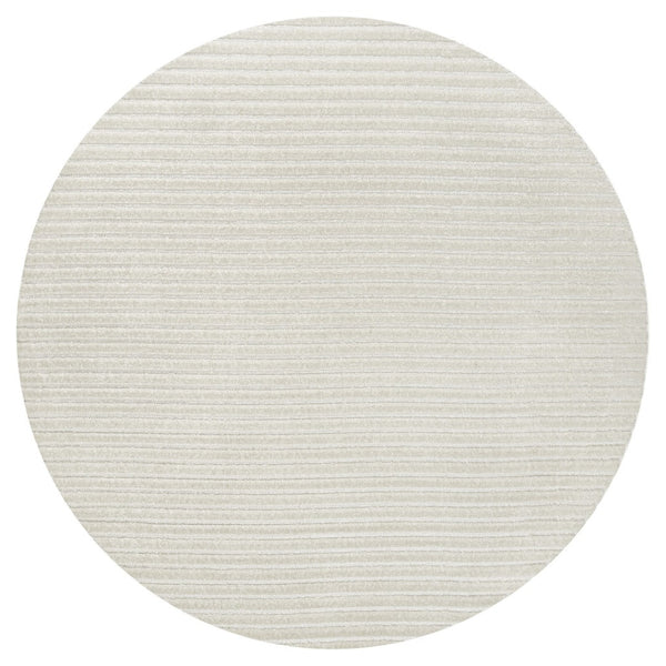 HomeRoots 7' Ivory and Cream Round Striped Area Rug - Versatile Indoor/Outdoor Design for Timeless Style & Durability 704074
