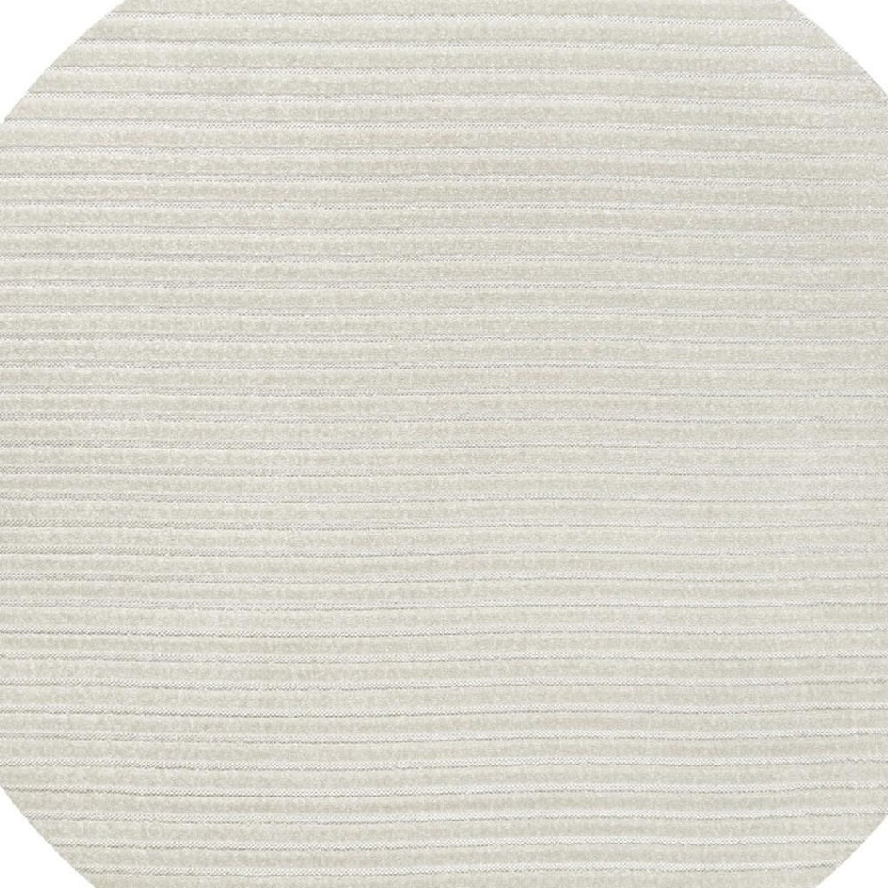 HomeRoots 7' Ivory and Cream Round Striped Area Rug - Versatile Indoor/Outdoor Design for Timeless Style & Durability 704074