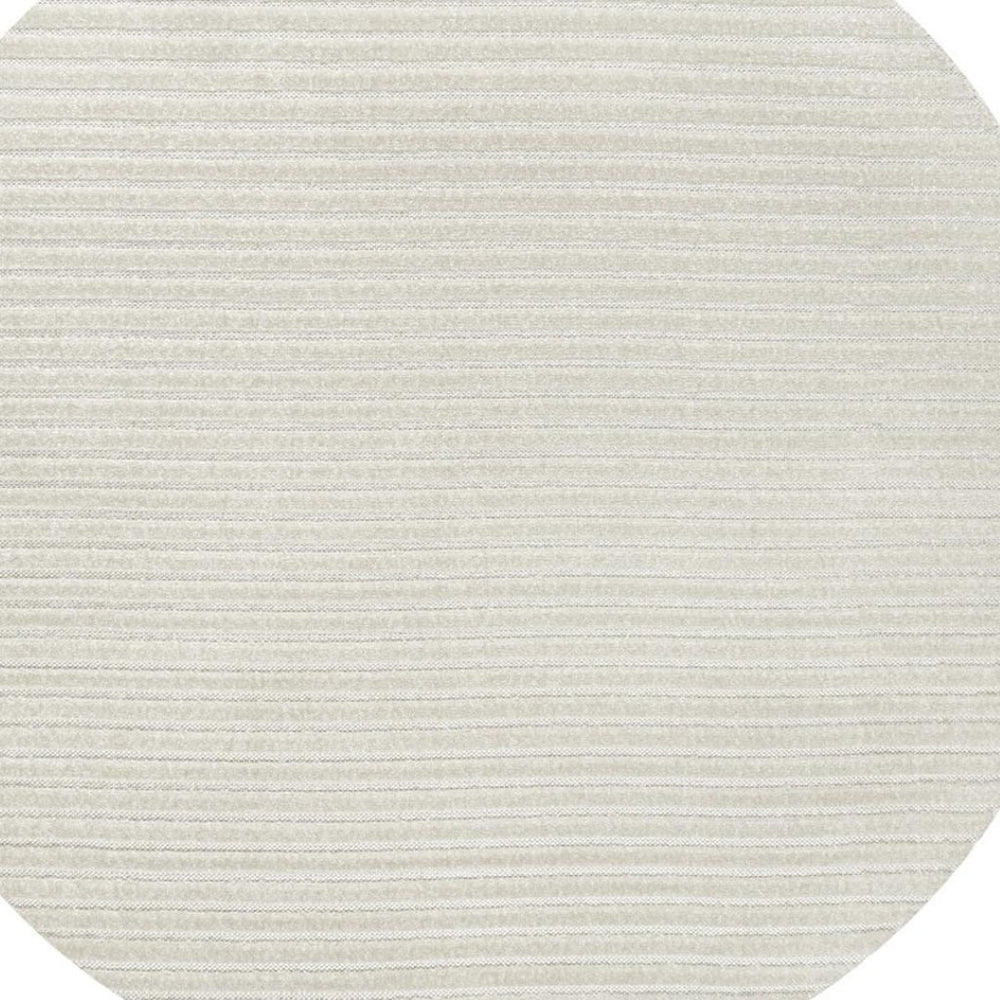 HomeRoots 8' Ivory and Cream Round Striped Area Rug - Versatile Indoor-Outdoor Design with Timeless Elegance 704076