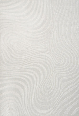HomeRoots 10' Cream and Ivory Abstract Area Rug – Durable Indoor/Outdoor Design with Modern High-Low Texture 704082