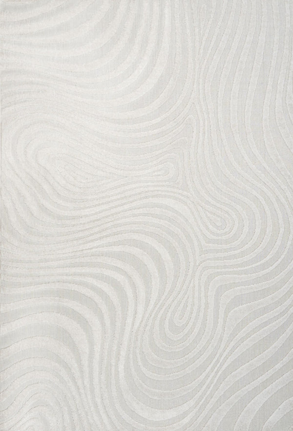 HomeRoots 10' Cream and Ivory Abstract Area Rug – Durable Indoor/Outdoor Design with Modern High-Low Texture 704082