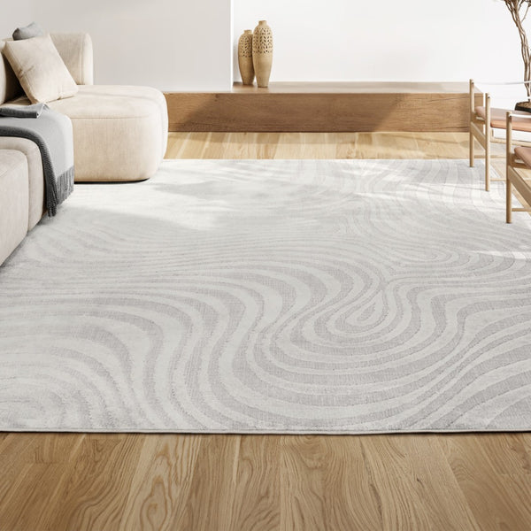 HomeRoots 12' Contemporary Cream and Ivory Abstract Area Rug - Indoor/Outdoor Durable Design for Every Space 704083