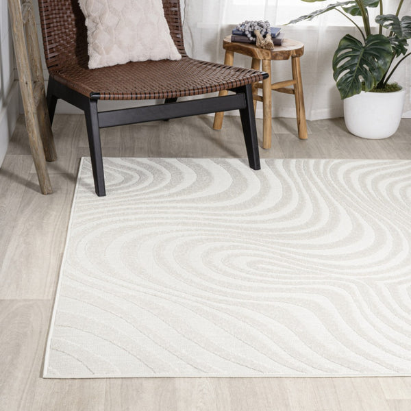 HomeRoots 12' Contemporary Cream and Ivory Abstract Area Rug - Indoor/Outdoor Durable Design for Every Space 704083