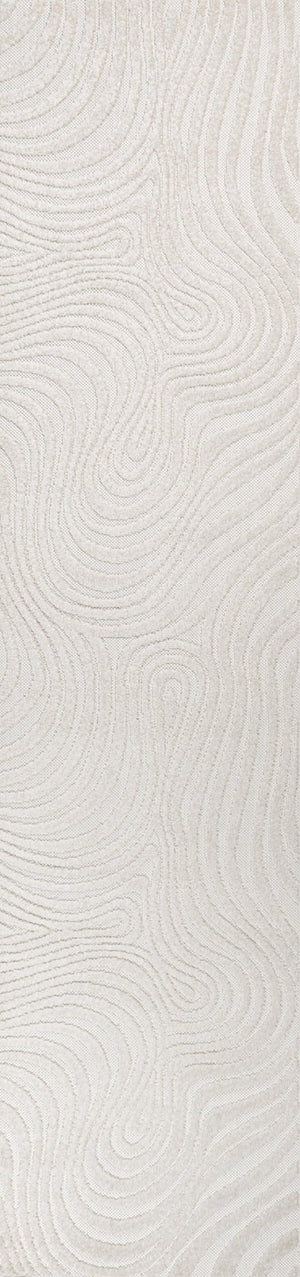 HomeRoots 10' Cream and Ivory Abstract Runner Rug - Versatile Indoor/Outdoor Rug for Hallways & Patios 704085